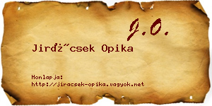 Jirácsek Opika névjegykártya